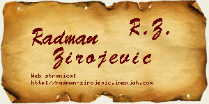 Radman Zirojević vizit kartica